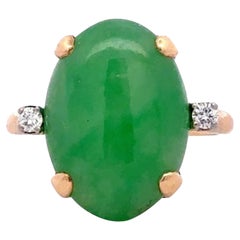 Vintage 1940's Tiffany & Co. Type A Jadeite Jade Diamond Ring GIA