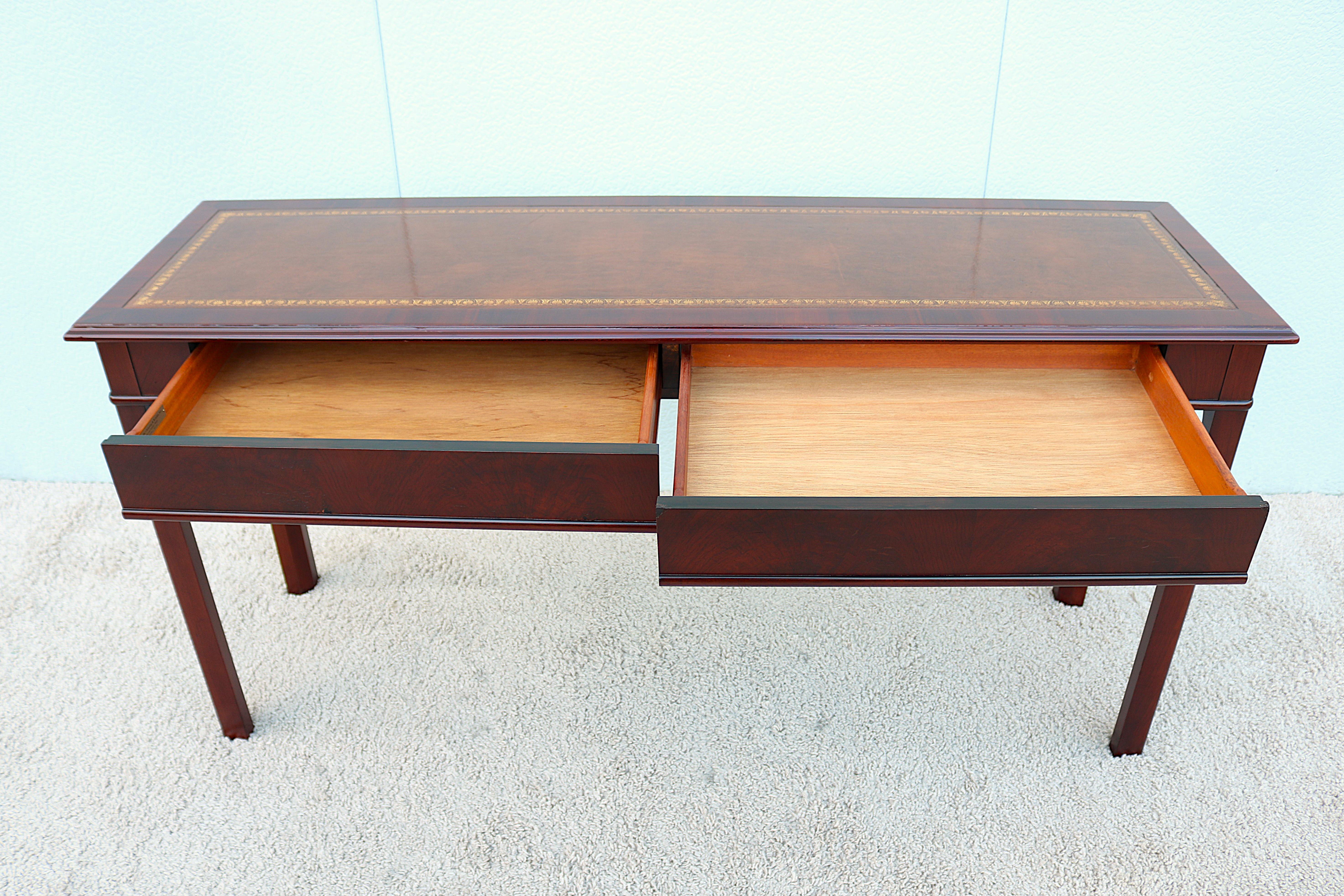Vintage 1940s Traditional John Scalia for Schmieg & Kotzian Mahogany Desk Table For Sale 6