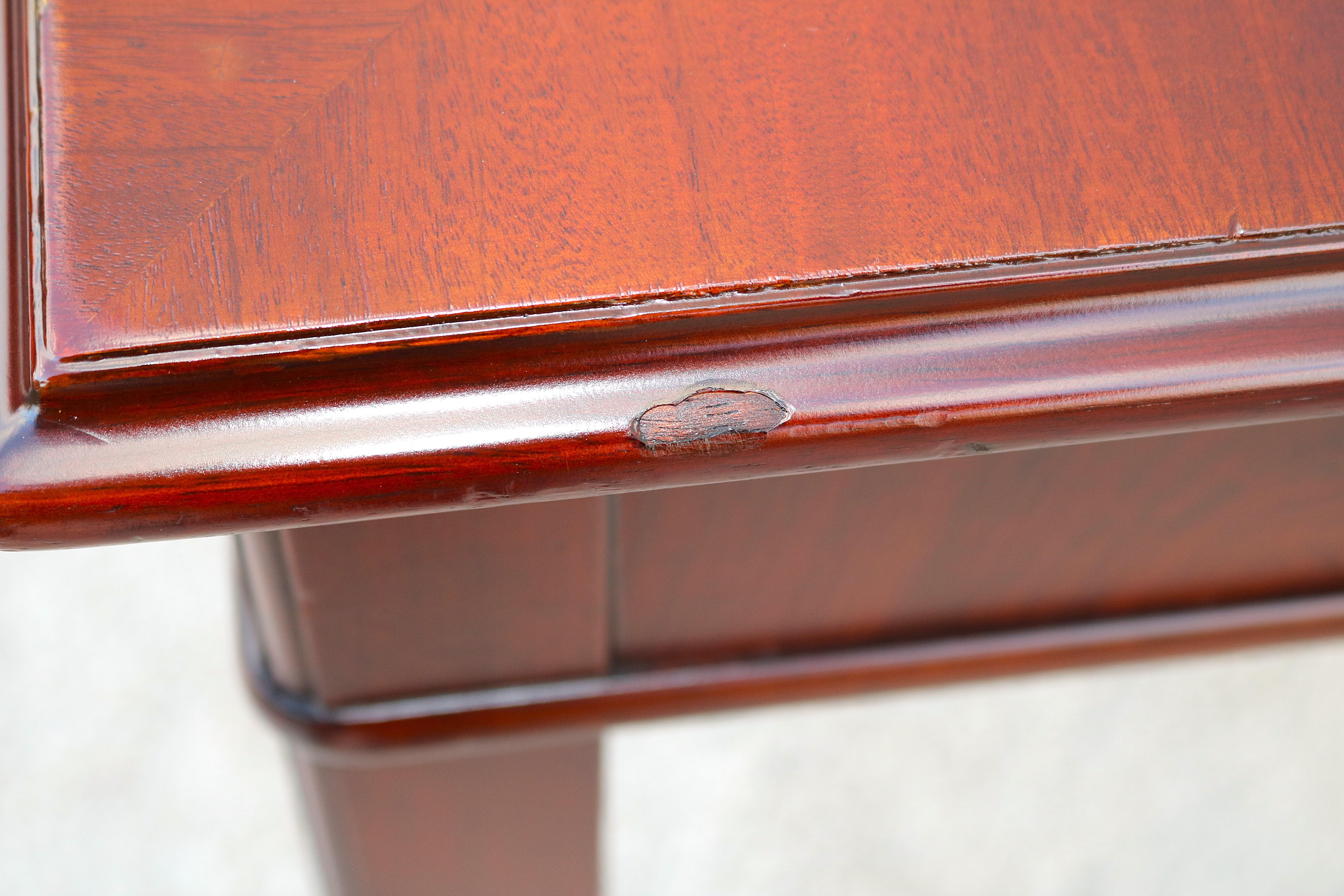 Vintage 1940s Traditional John Scalia for Schmieg & Kotzian Mahogany Desk Table For Sale 10