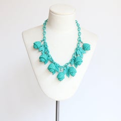 Vintage 1940's turquoise celluloid necklace orignal 1940s turquoise beaded acorn