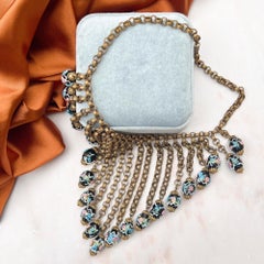 Vintage 1940s Venetian Wedding Cake Bead Statement Fringe Necklace