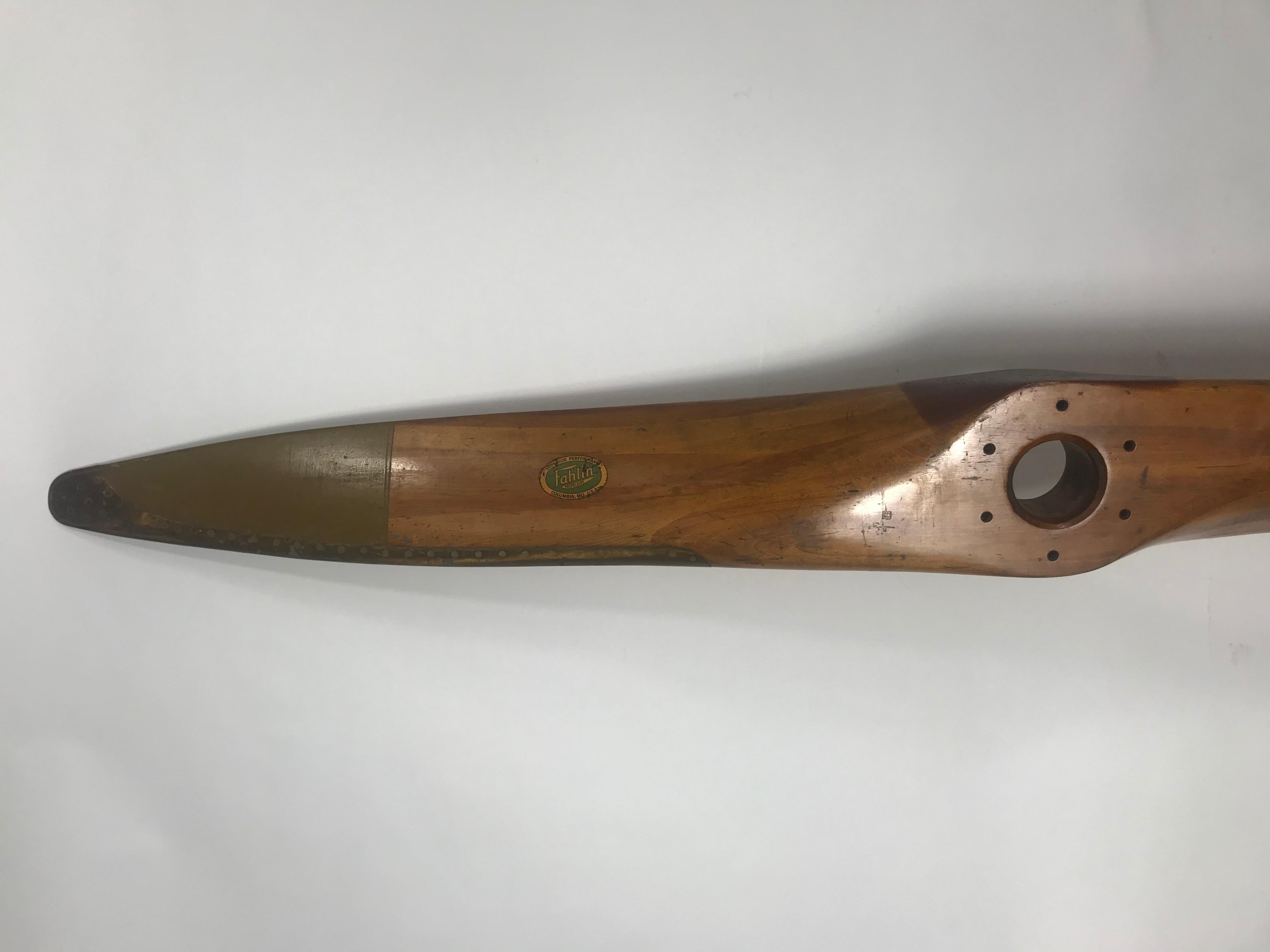 Vintage 1940s Wooden Propeller Made by Fahlin, from Curtis Wright , Buffalo NY 4