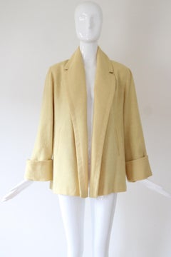 Vintage 1940's Wool Swing Coat Macaroon Yellow Swing Jacket US 6-10 UK 10-14