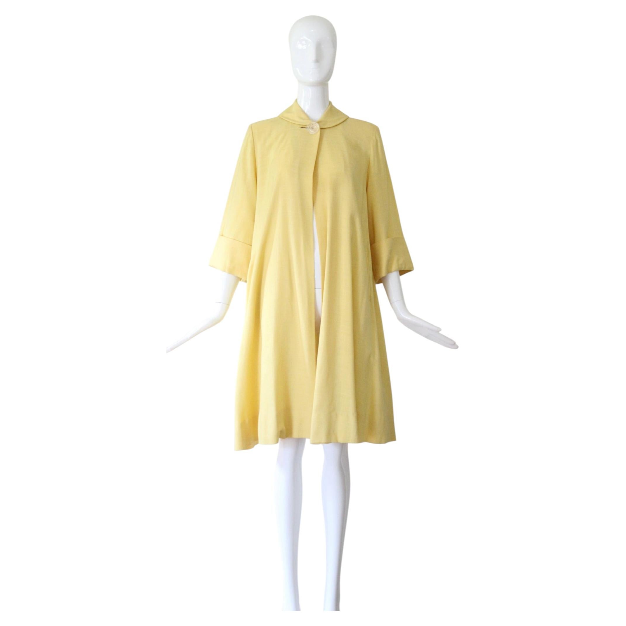 Vintage 1940's Yellow Mid Season Swing Coat UK 10-12 US 6-8