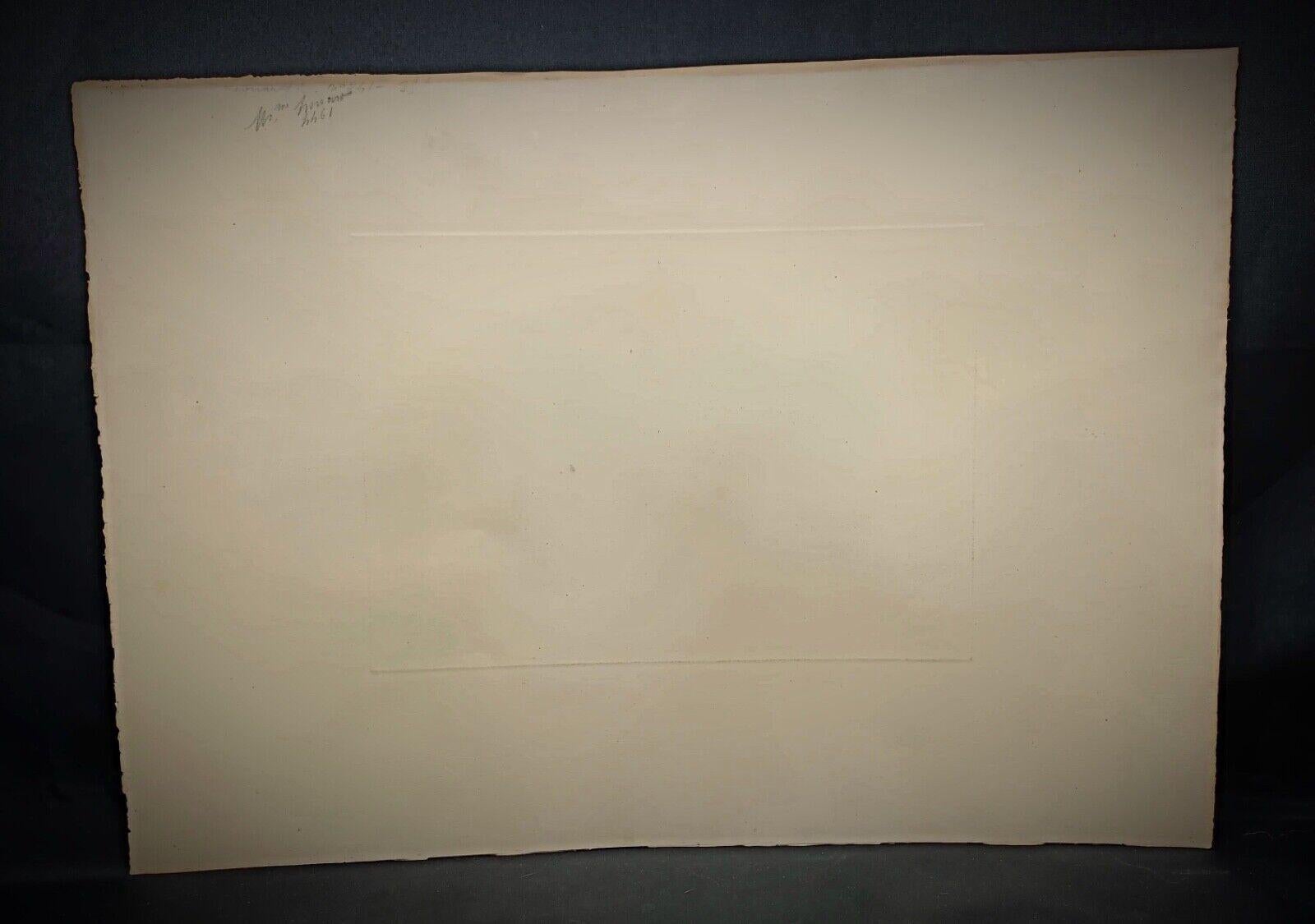 Milieu du XXe siècle Vintage 1944 Grande lithographie signée et numérotée - Paysage par Leonard - 2Y175