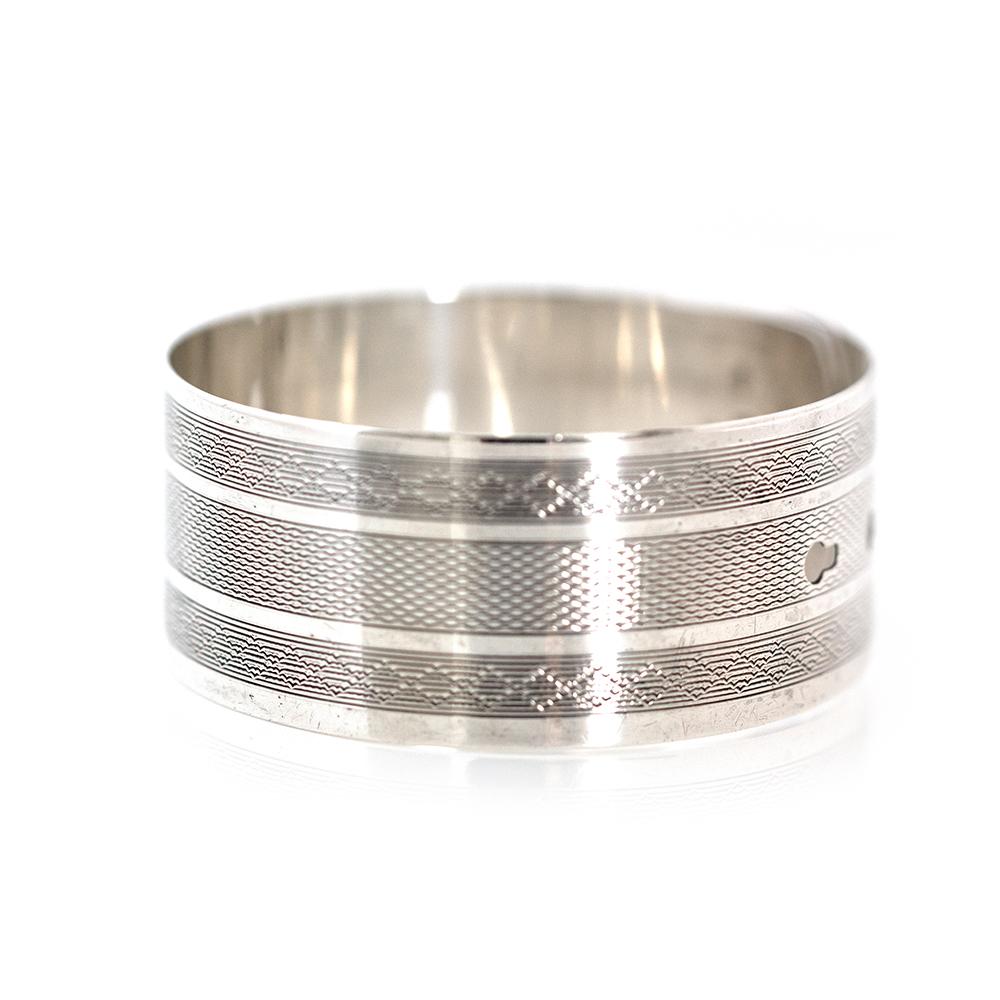 Vintage 1946 Charles Horner Silver Buckle Bangle Bracelet en vente 1