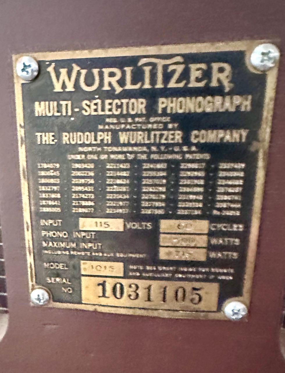 Vintage 1946 Wurlitzer Model 1015 Bubbler Phonograph Original Rare For Sale 7