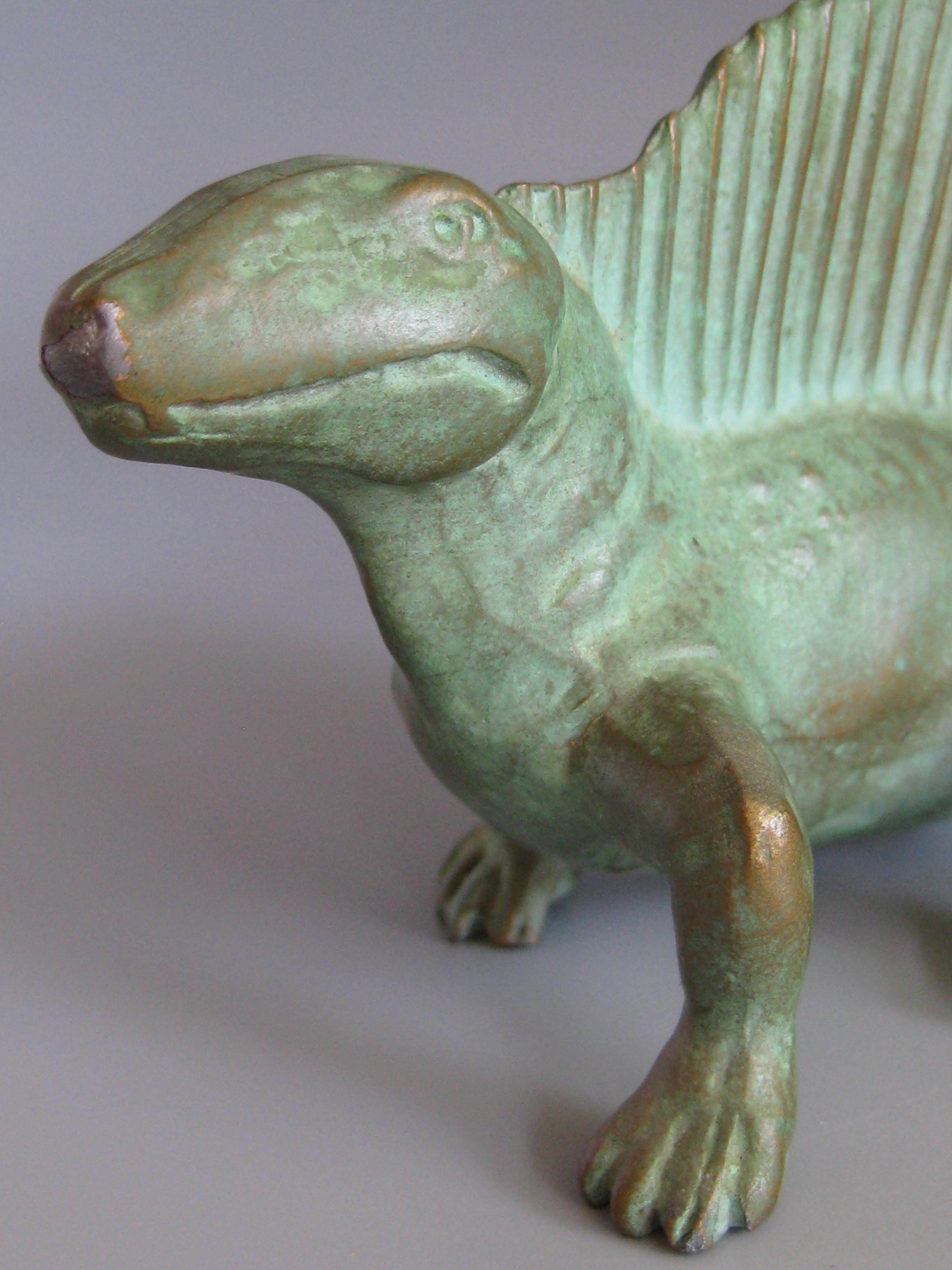 Vintage 1947 SRG Bronze Dimetrodon Dinosaur Science Statue Figure Sculpture 3