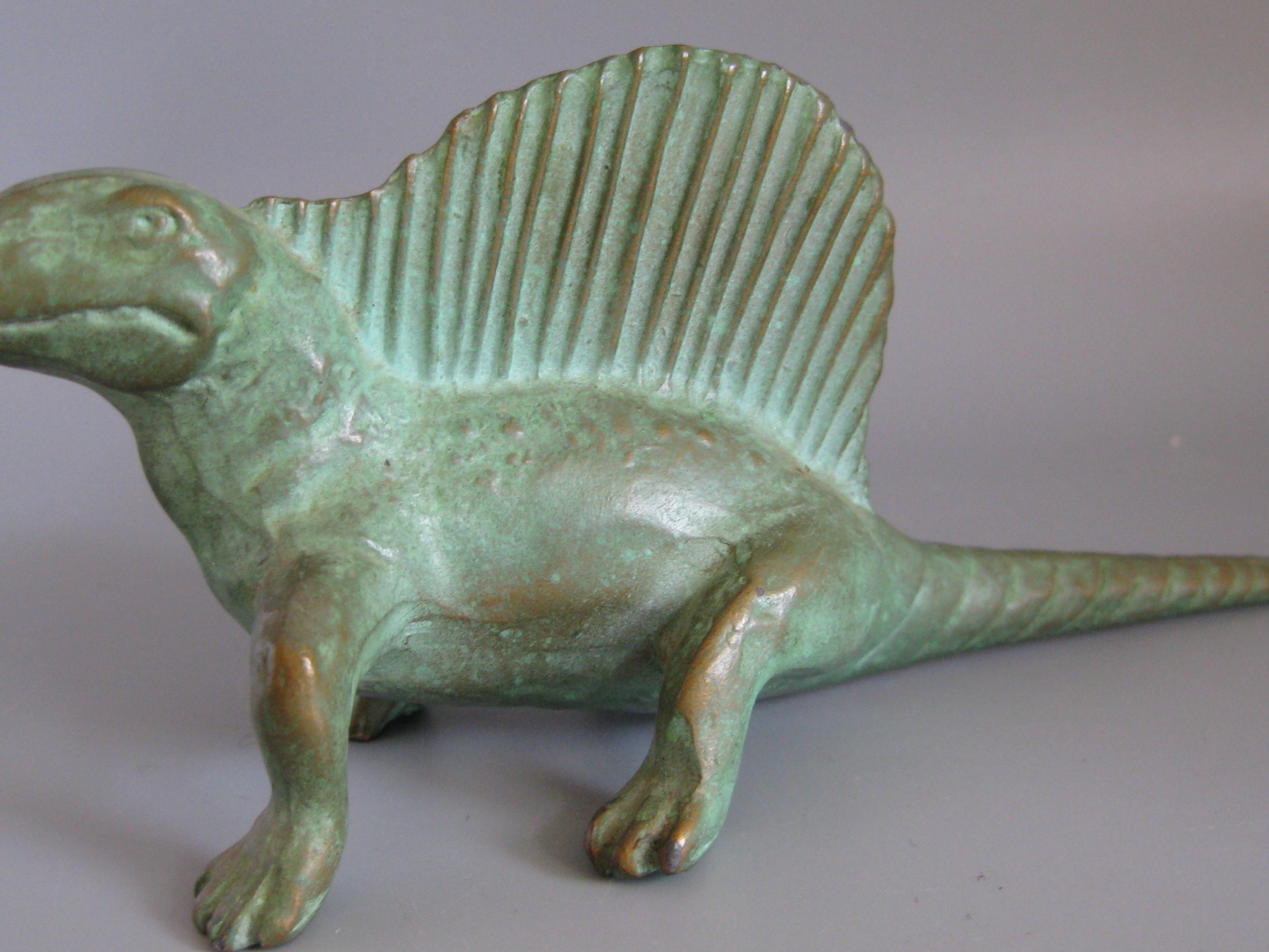 Vintage 1947 SRG Bronze Dimetrodon Dinosaur Science Statue Figure ...