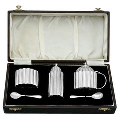 Set di condimenti in argento Sterling vintage del 1947