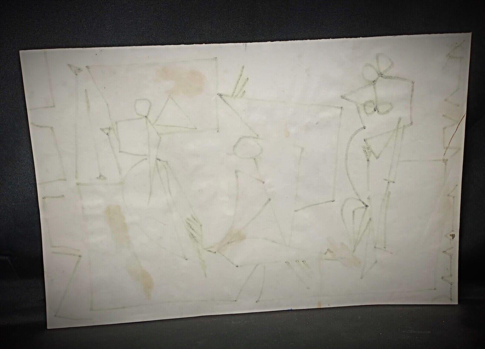 Paper Vintage 1947 Watercolor Drawing by Jacques Courtade, Signed 