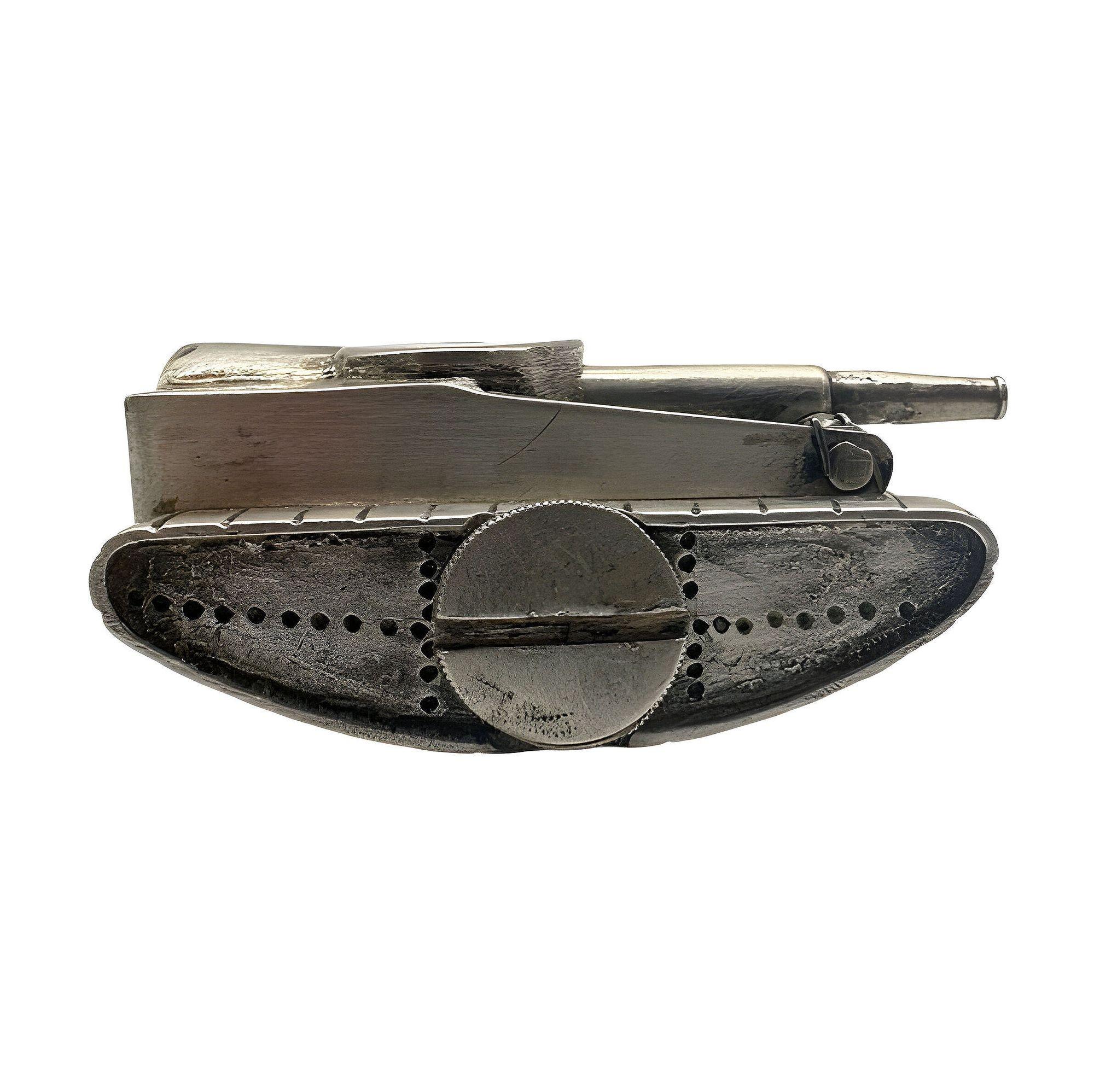 Mexican Vintage 1948 Boutique Made M4 Sherman Tank Sterling Silver Pocket Lighter For Sale