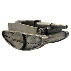 Accendino da tasca in argento sterling vintage del 1948 Boutique Made M4 Sherman Tank