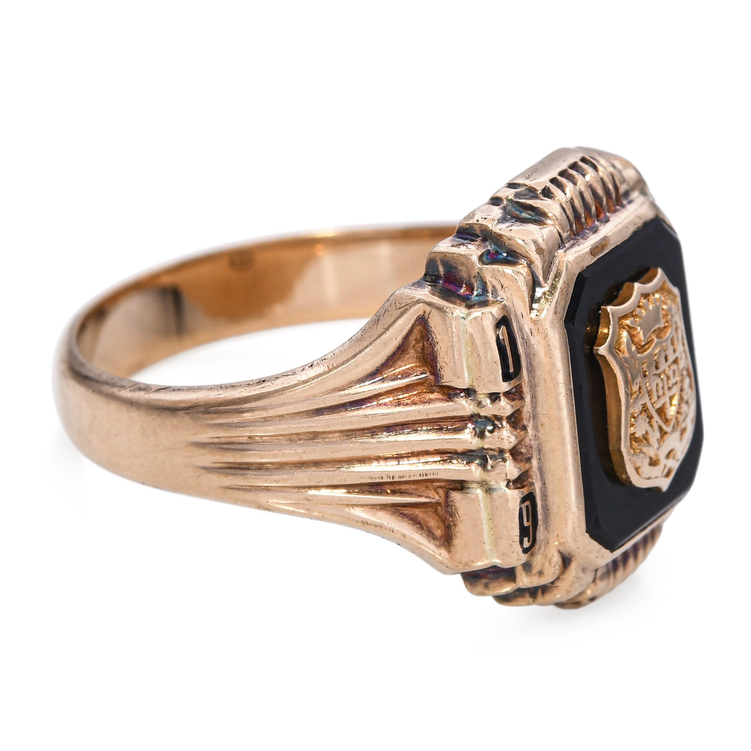 Vintage 1949 Anillo de oro amarillo de 10 quilates del Colegio Notre Dame en venta 2
