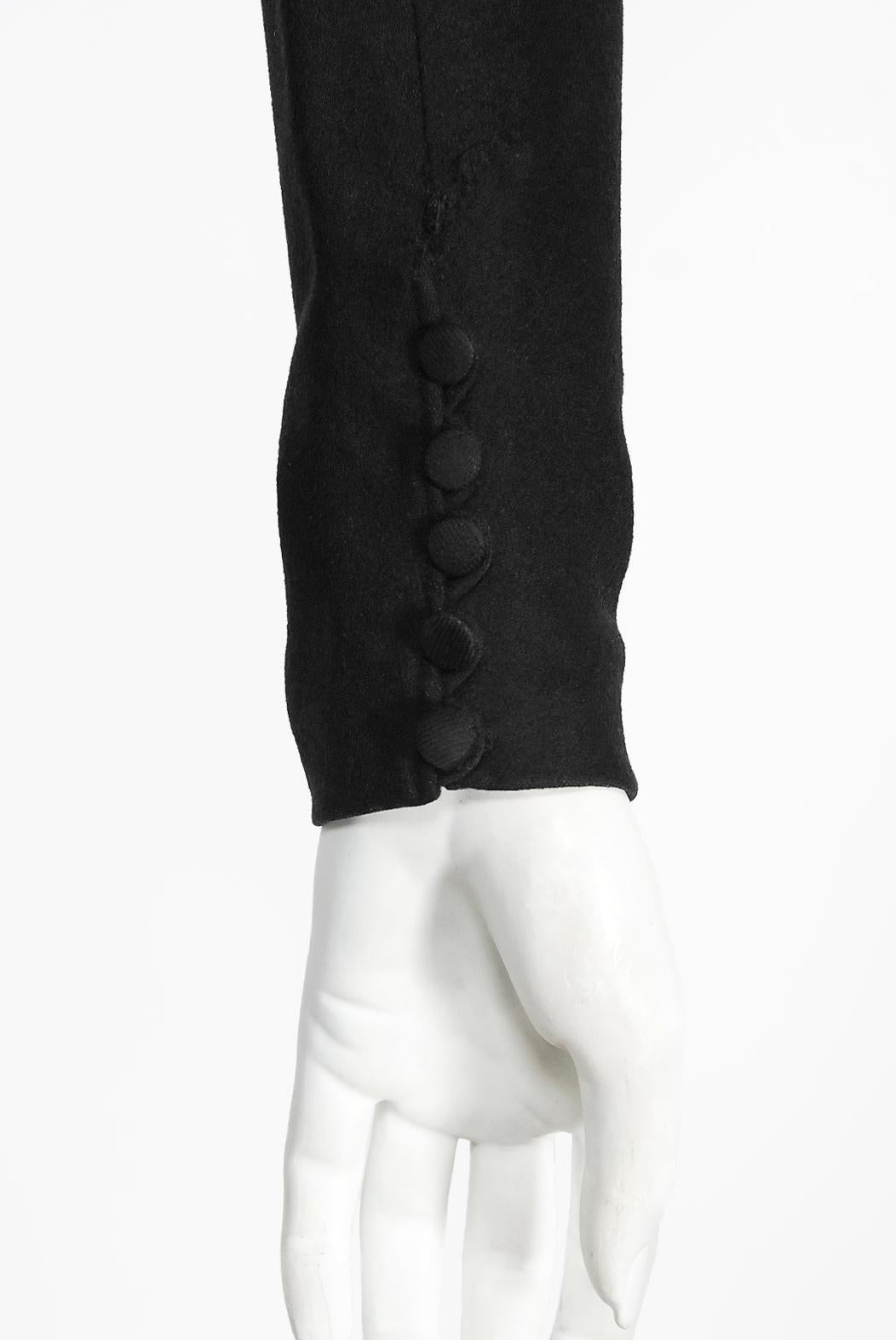 Vintage 1949 Lanvin Haute Couture Documented Sculpted Black Wool Cocktail Dress 5