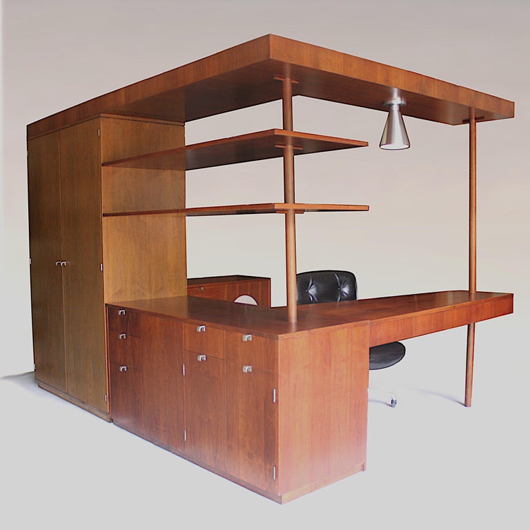Vintage 1949 MidCentury Modern Custom LShaped Office Desk by
