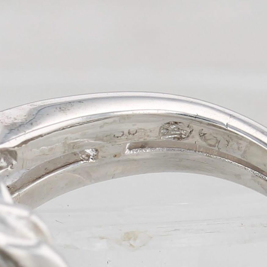 Vintage By 1,94ctw Smeraldo Diamante Anello Cocktail Oro Bianco 18k Misura 5,75 in vendita 2