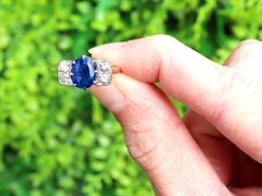 1950s 1.95 Carat Sapphire and 0.40 Carat Diamond 18k Yellow Gold Cocktail Ring