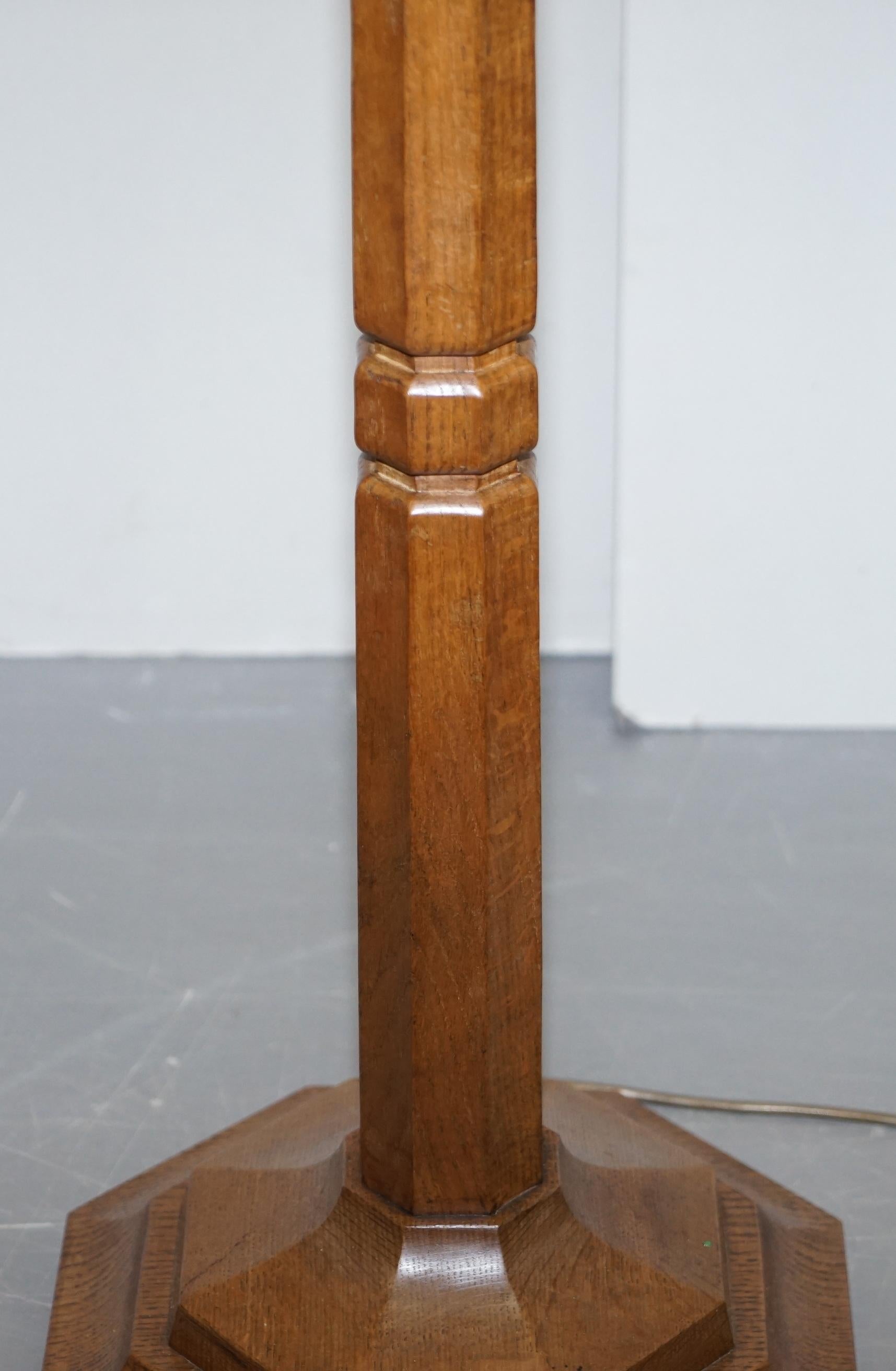 Mid-Century Modern Vintage 1950-1960 Robert Mouseman Thompson Floor Standing English Oak Lamp