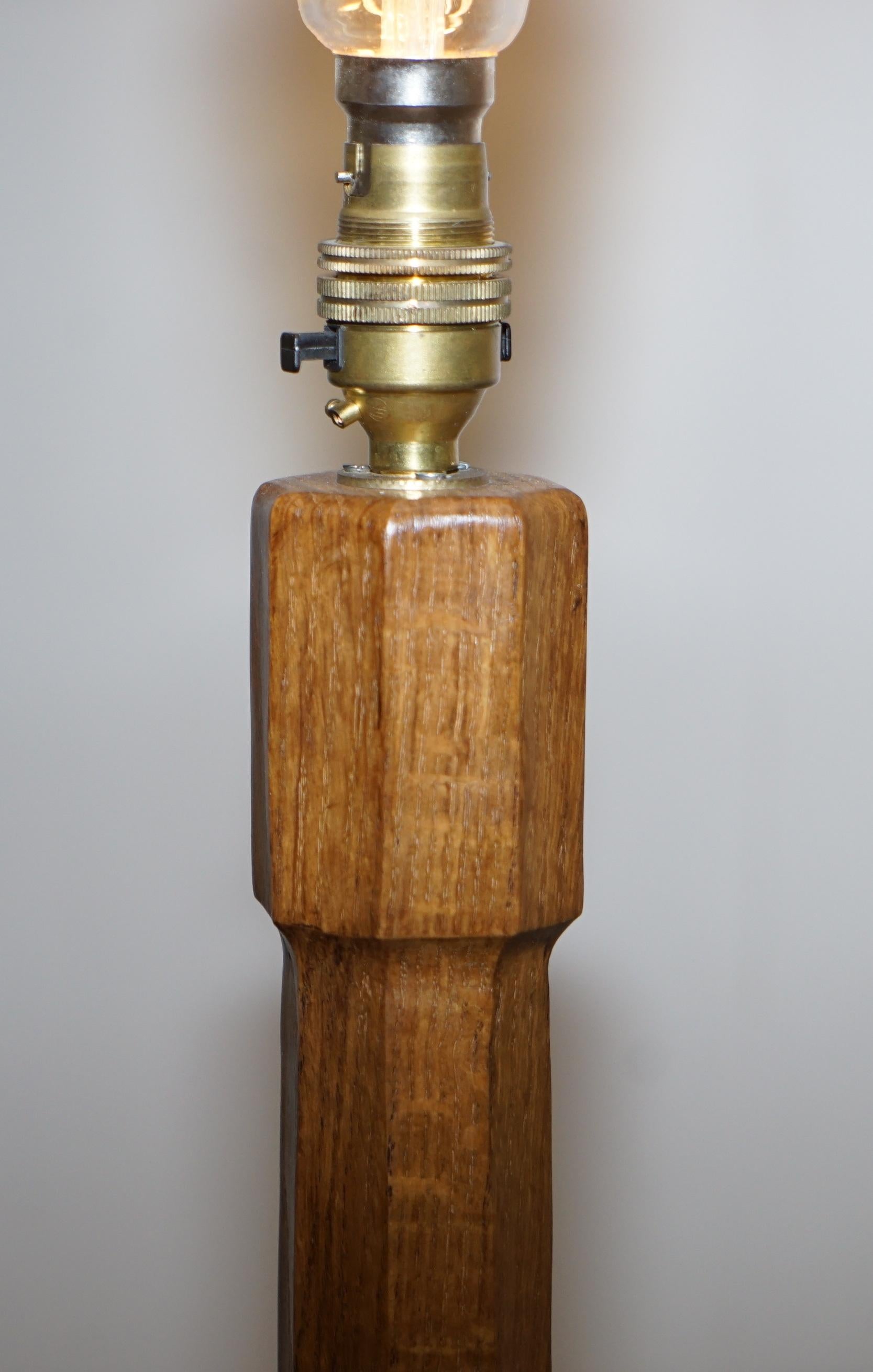 Mid-20th Century Vintage 1950-1960 Robert Mouseman Thompson Floor Standing English Oak Lamp