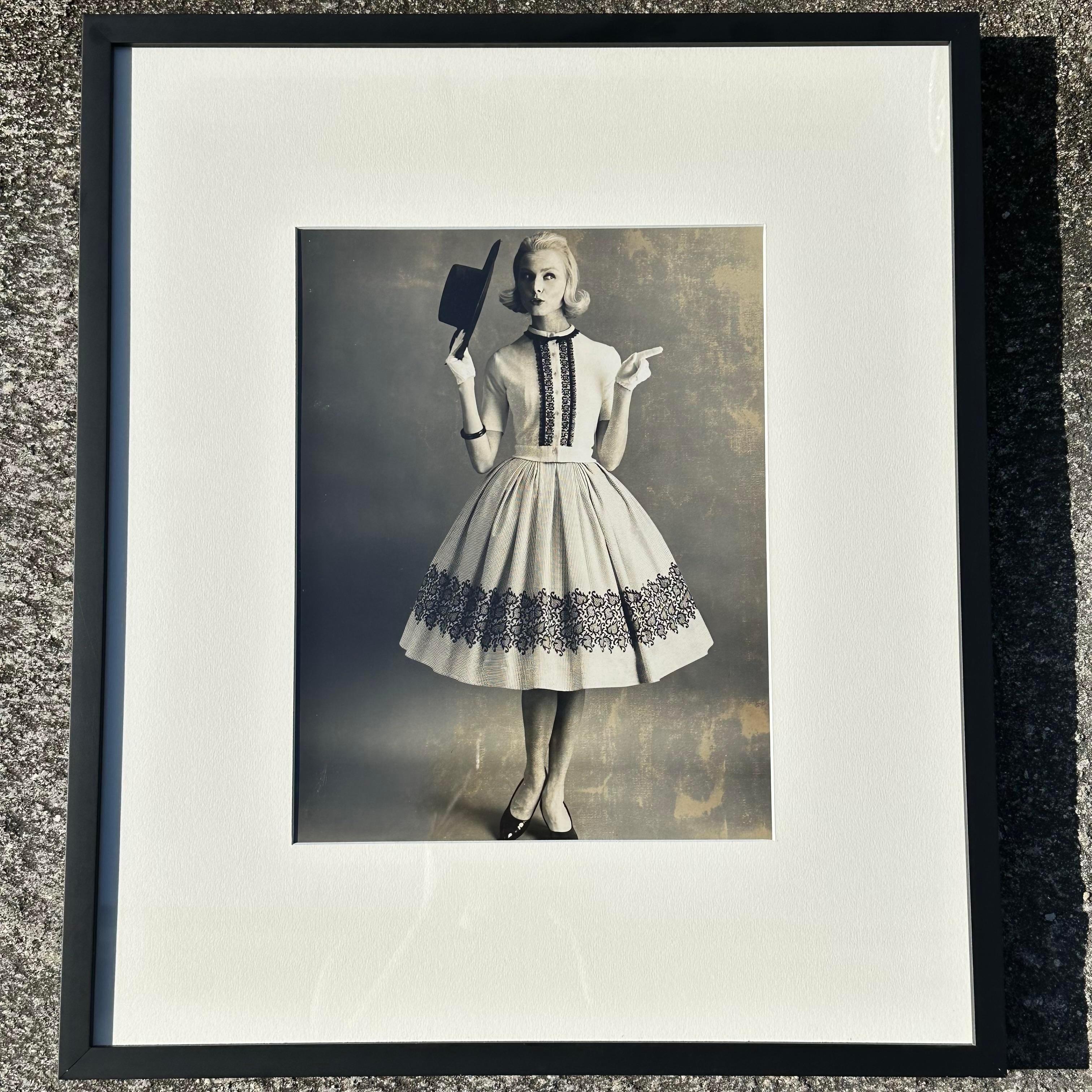 Vintage 1950 Black and White Fashion Photograph In Good Condition In west palm beach, FL