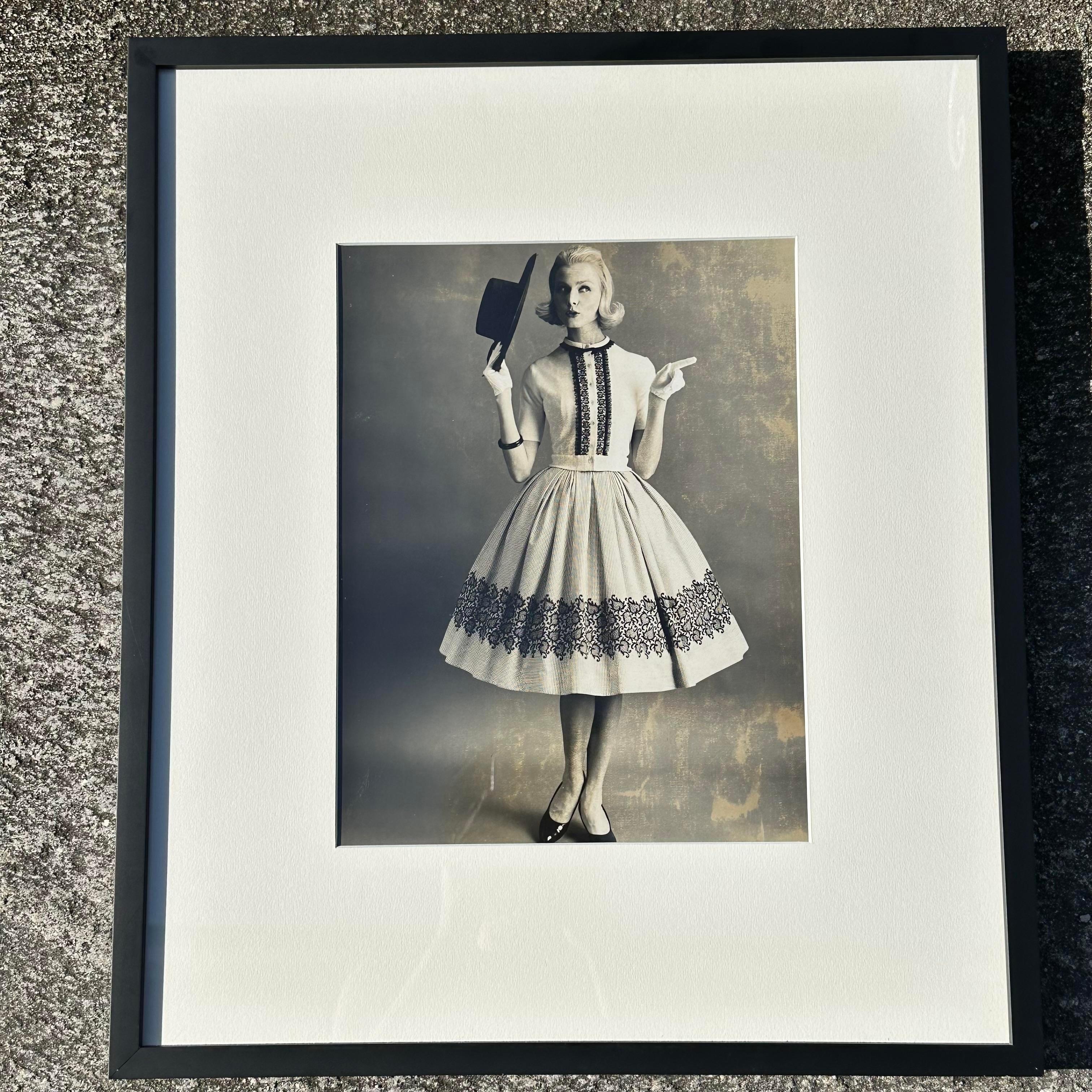 Glass Vintage 1950 Black and White Fashion Photograph