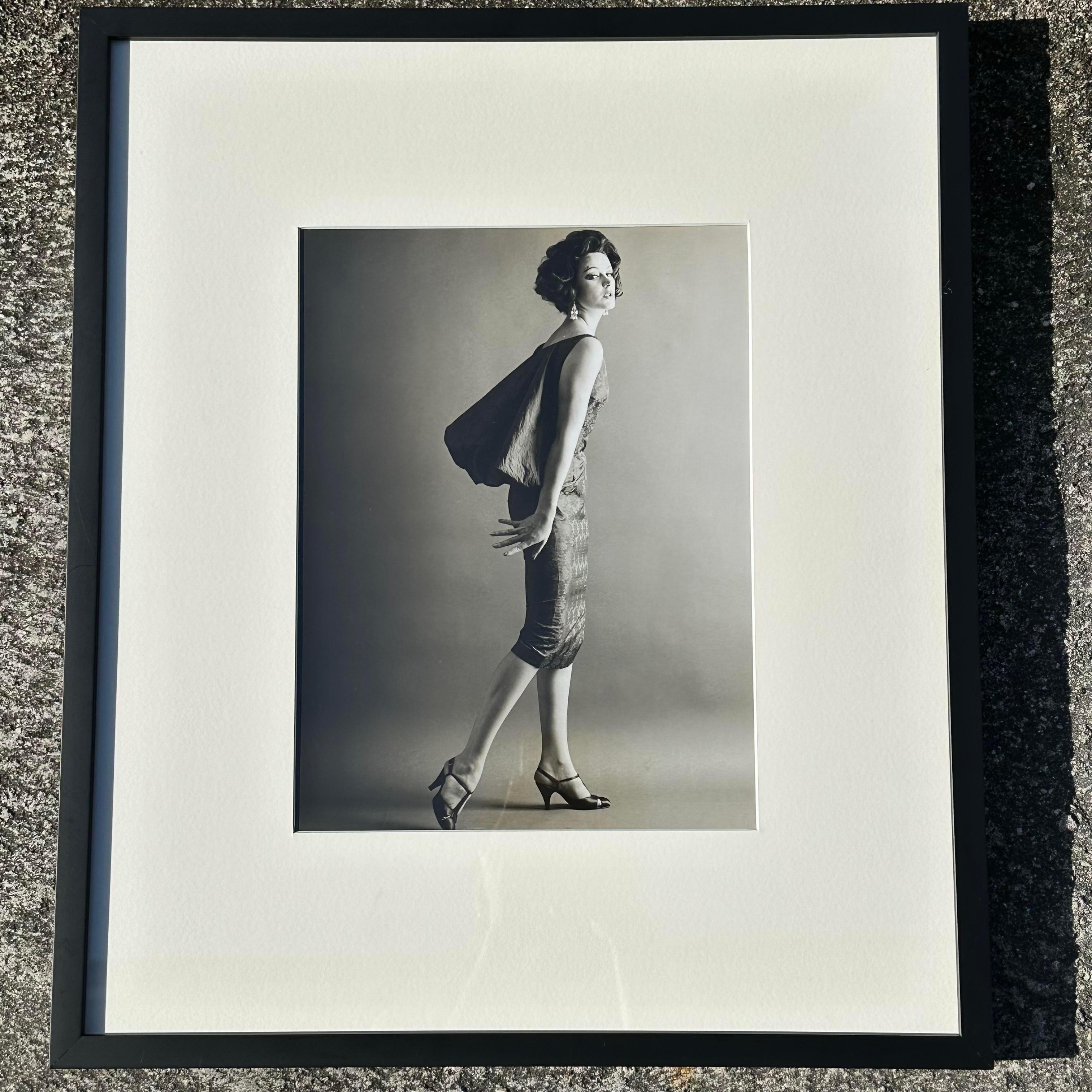 Glass Vintage 1950 Black and White Fashion Photograph For Sale