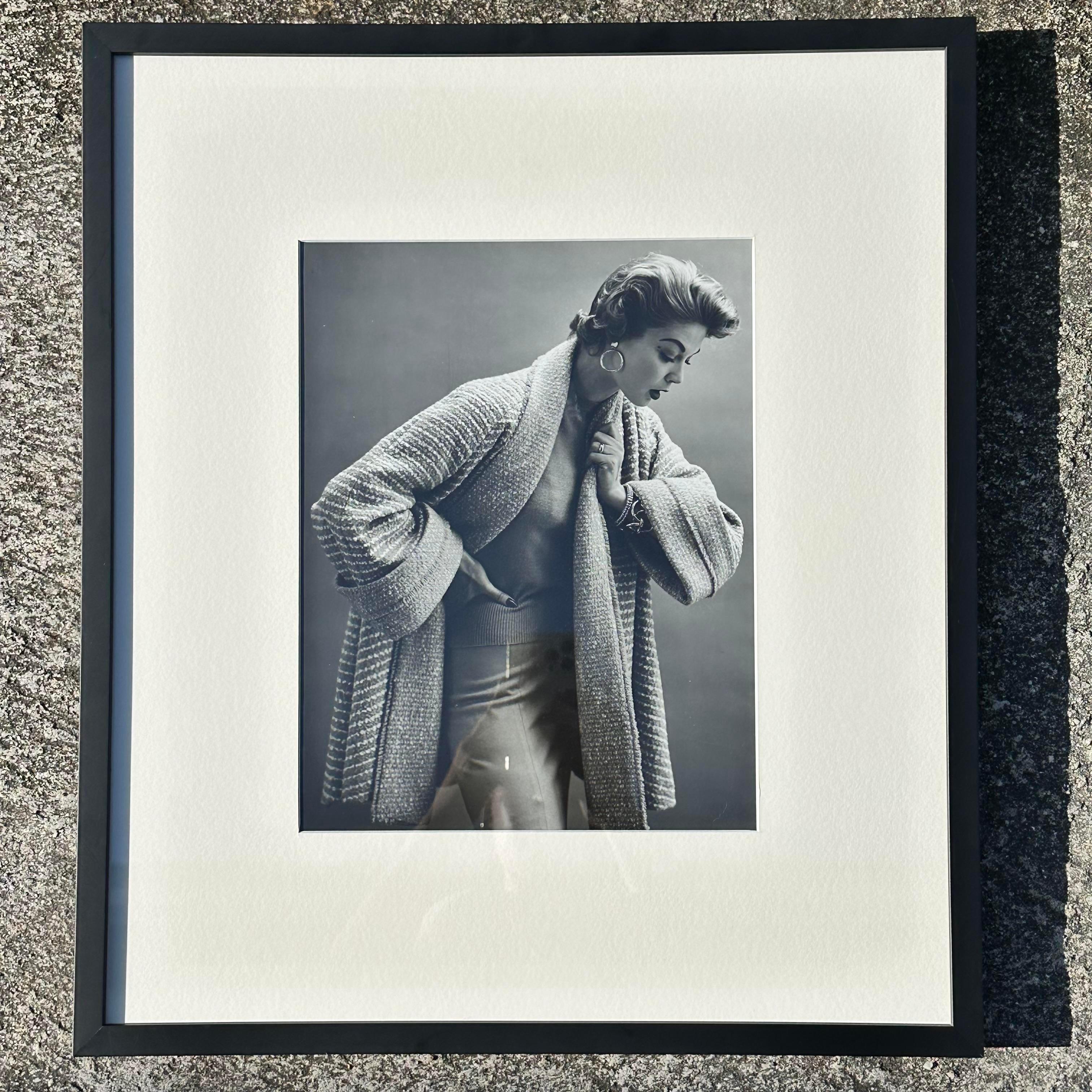 20th Century Vintage 1950 Black and White Fashion Photograph Framed For Sale