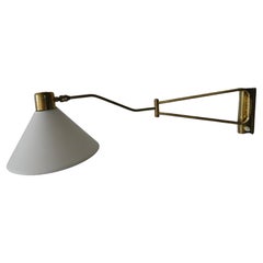 Lampe murale en laiton vintage de Ren Mathieu France Lunel, 1950