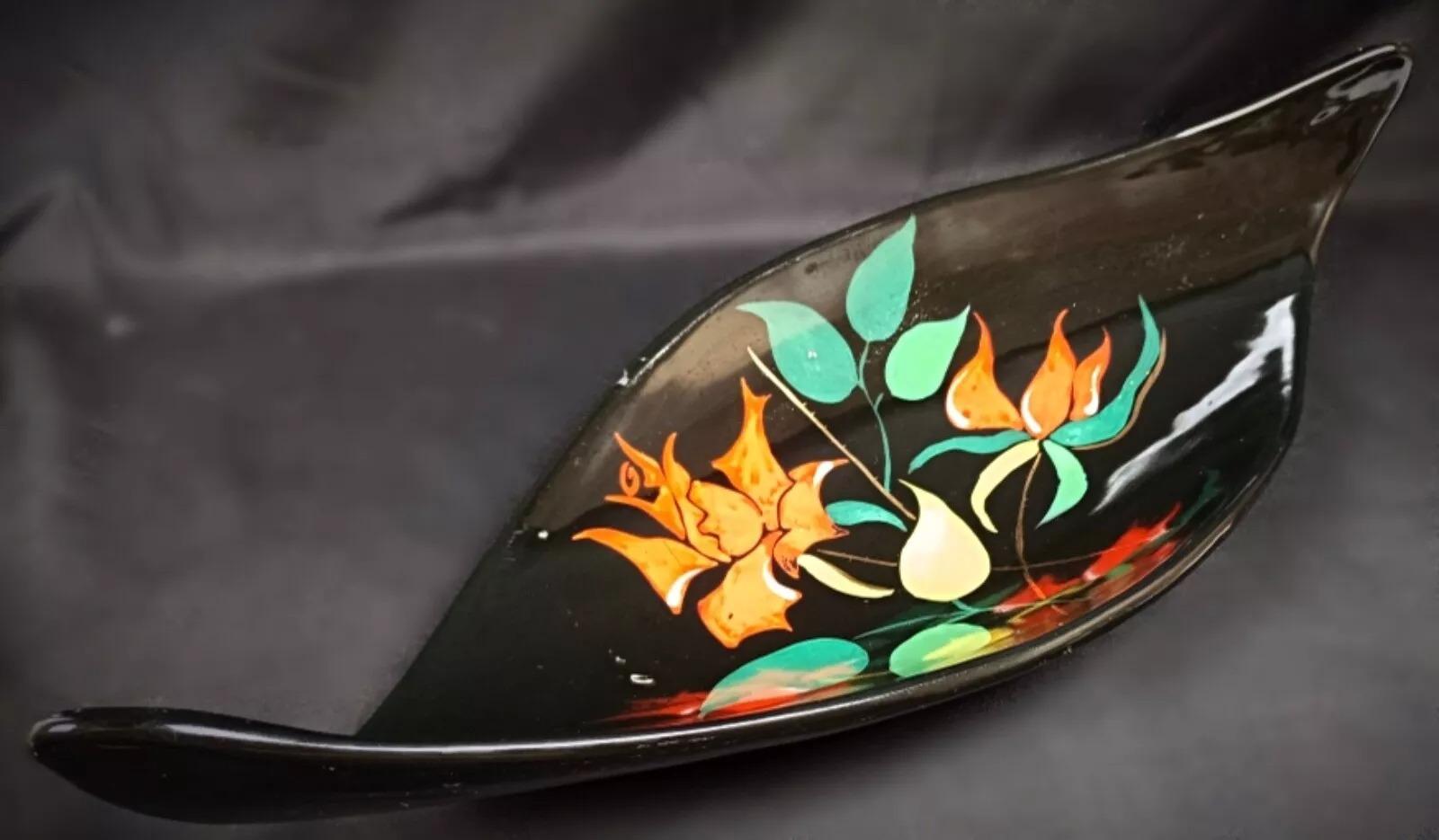 Empire Vintage 1950 Longwy Bagatelle Hand-Painted Floral Platter/Tray - 2Y216 For Sale