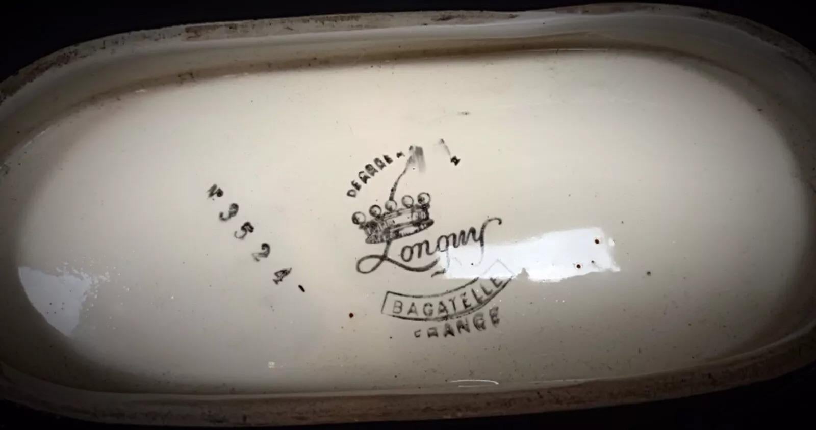 Vintage 1950 Longwy Bagatelle Hand-Painted Floral Platter/Tray - 2Y216 In Good Condition For Sale In Bordeaux, FR