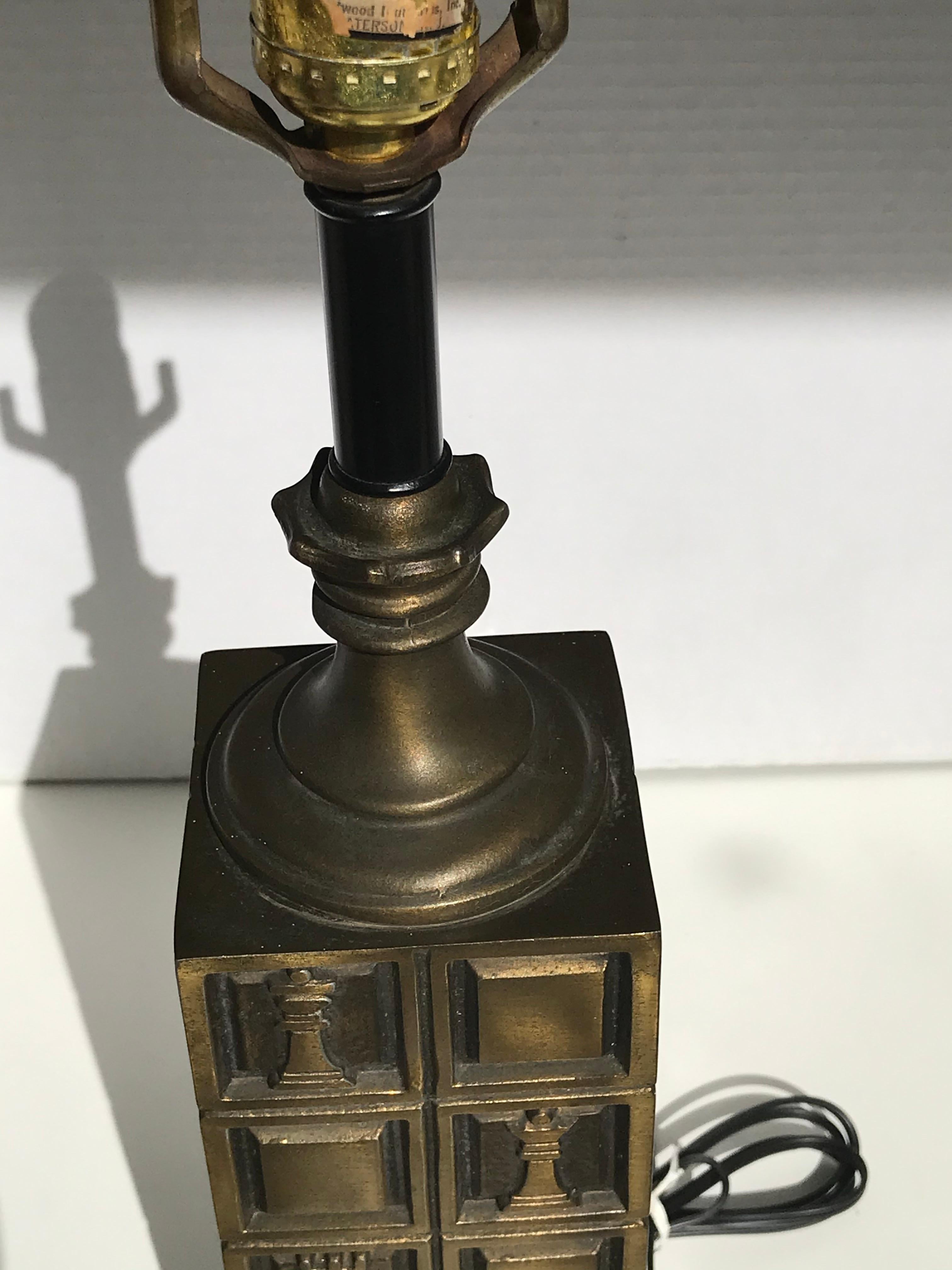 American Vintage 1950 Modern Westwood Industries Chess Brass Lamp