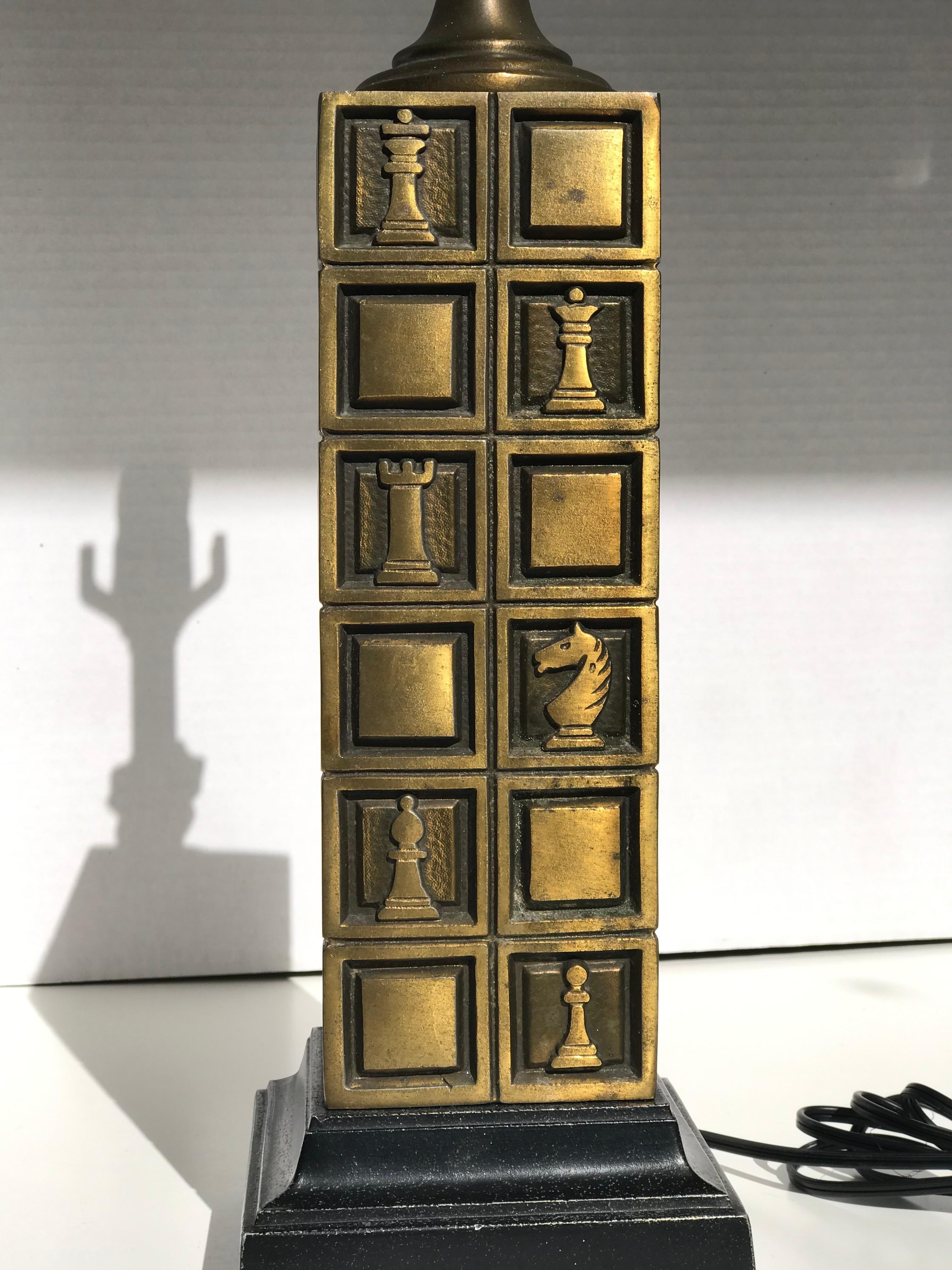 Vintage 1950 Modern Westwood Industries Chess Brass Lamp 1