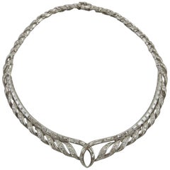 Vintage 1950 Platinum and Gold Diamond Necklace Made in France