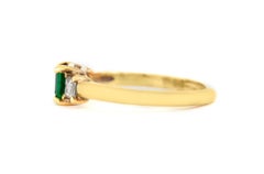 Vintage 1950s 0.45 Carat Square Cut Emerald Ring with Diamonds