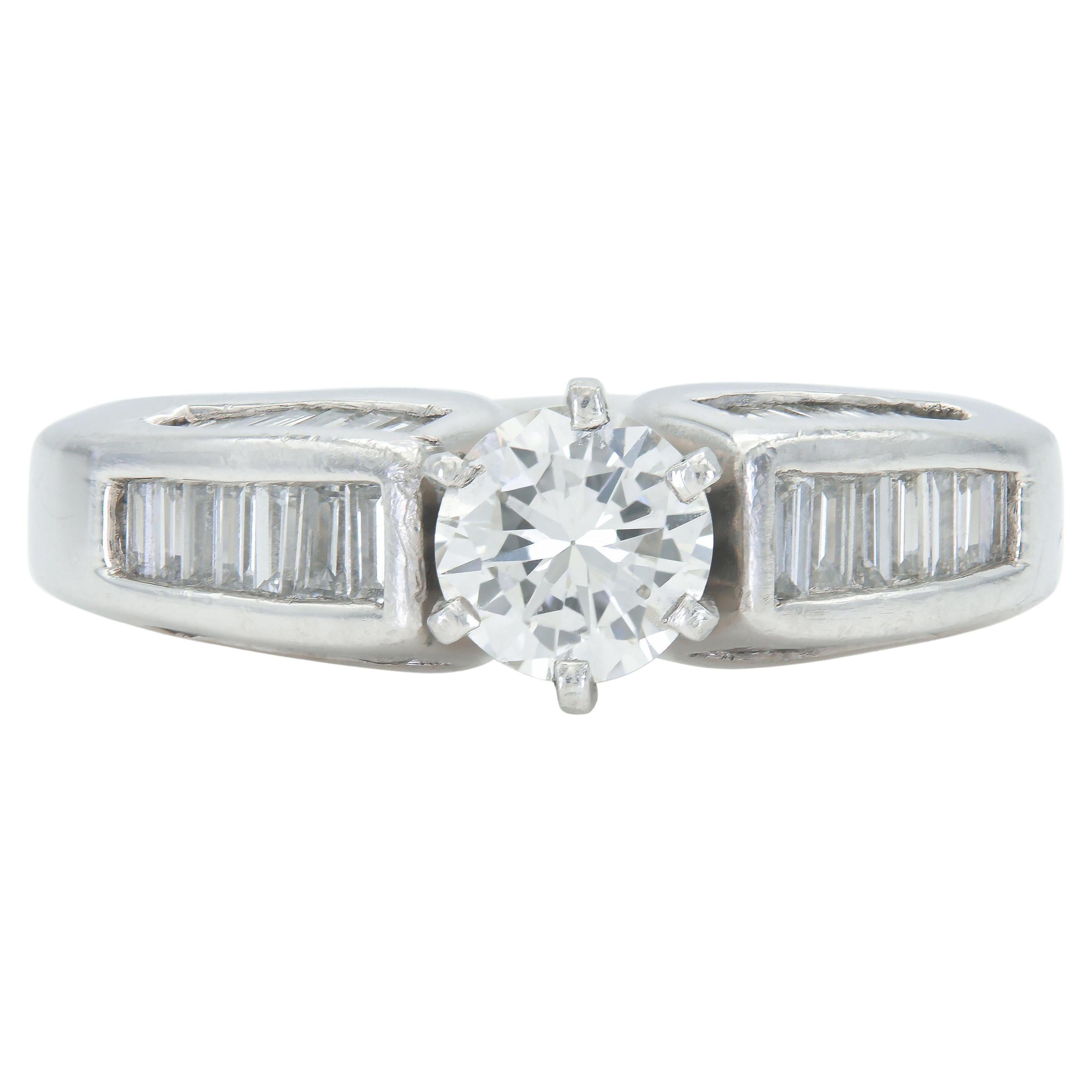 Vintage 1950s 0.60 Carat Old European Cut Diamond Engagement Ring