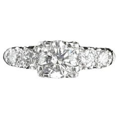 Vintage 1950s 0.80 Carat TW Diamond Platinum Engagement Ring