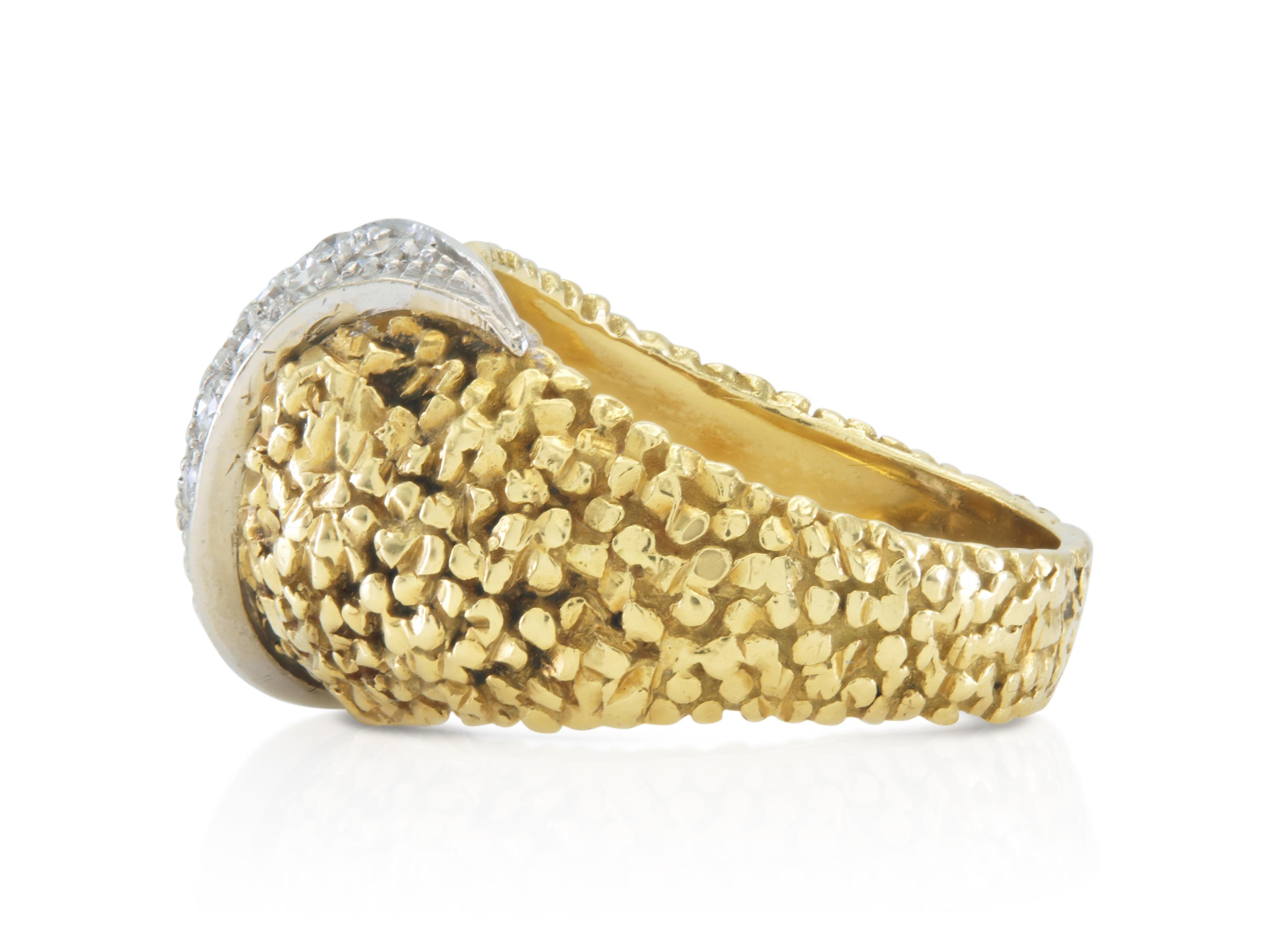 Anillo cúpula vintage de los años 50 con diamantes de 1,10 quilates Corte redondo en venta