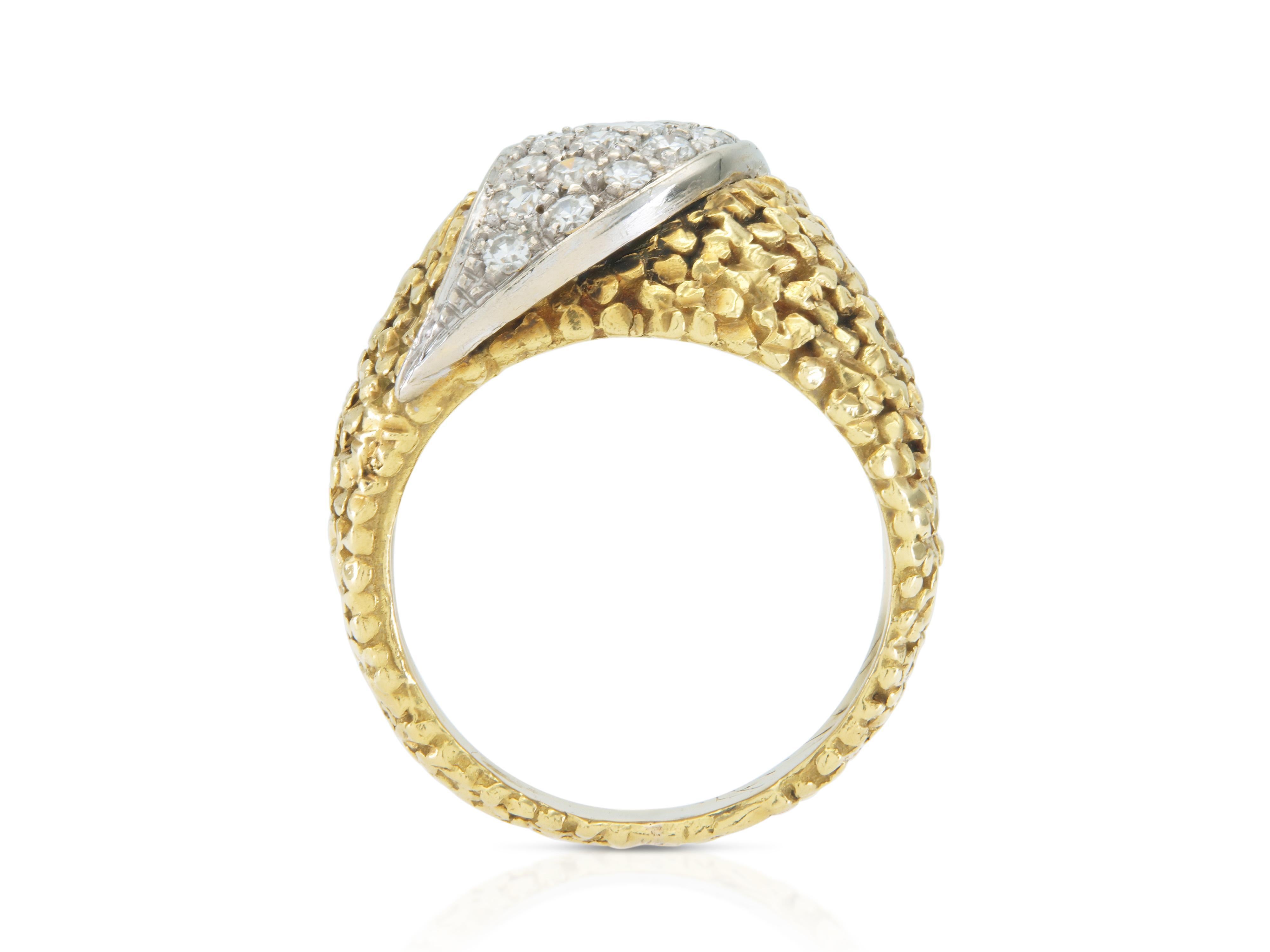 Anillo cúpula vintage de los años 50 con diamantes de 1,10 quilates en Bueno estado para la venta en New York, NY