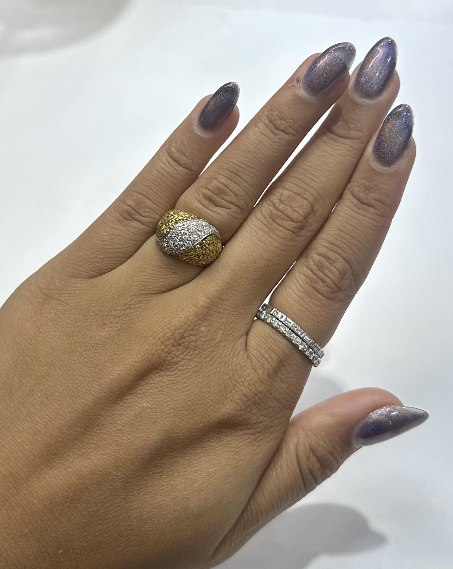 De las mujeres Anillo cúpula vintage de los años 50 con diamantes de 1,10 quilates en venta