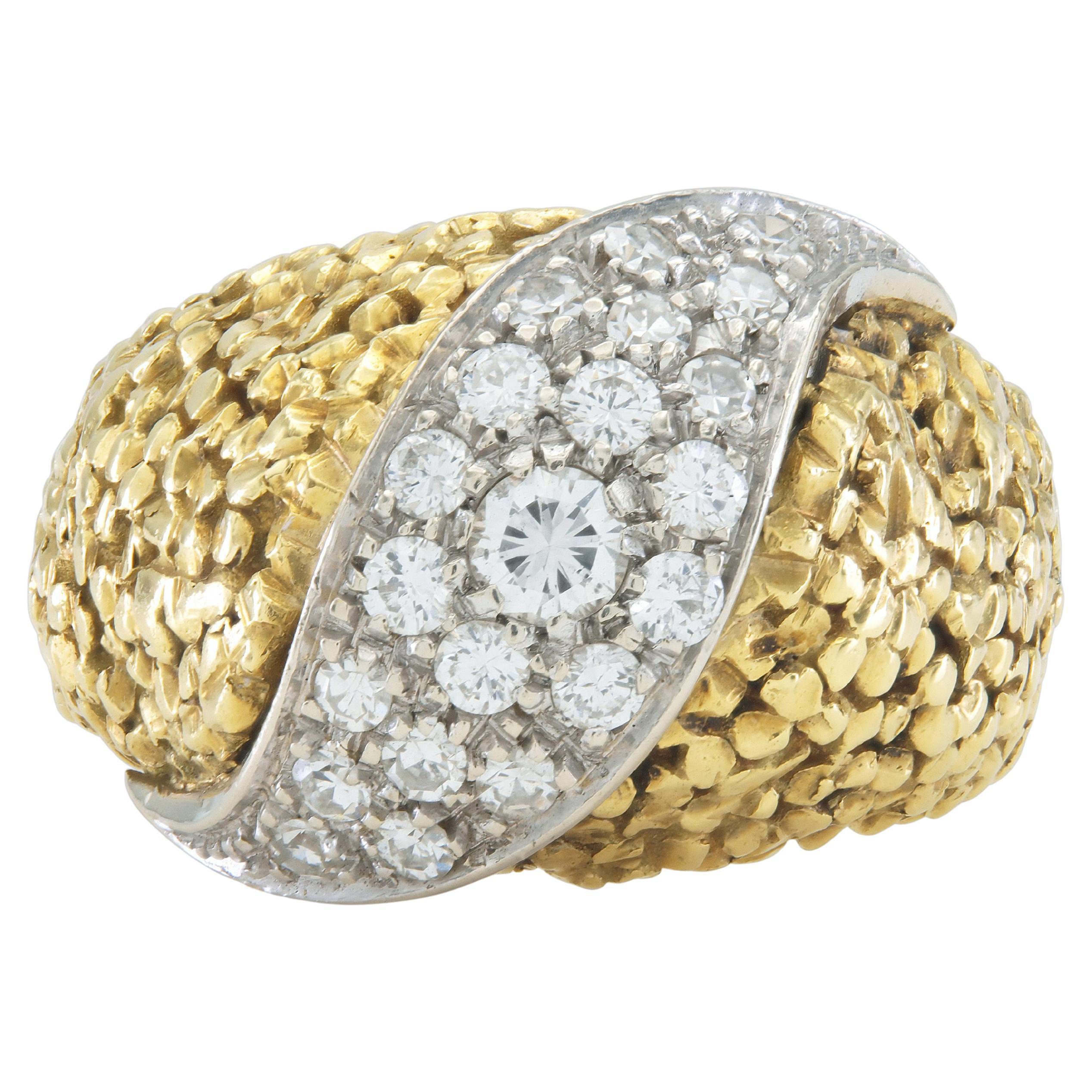 Vintage 1950s 1.10 Carat Diamonds Dome Ring