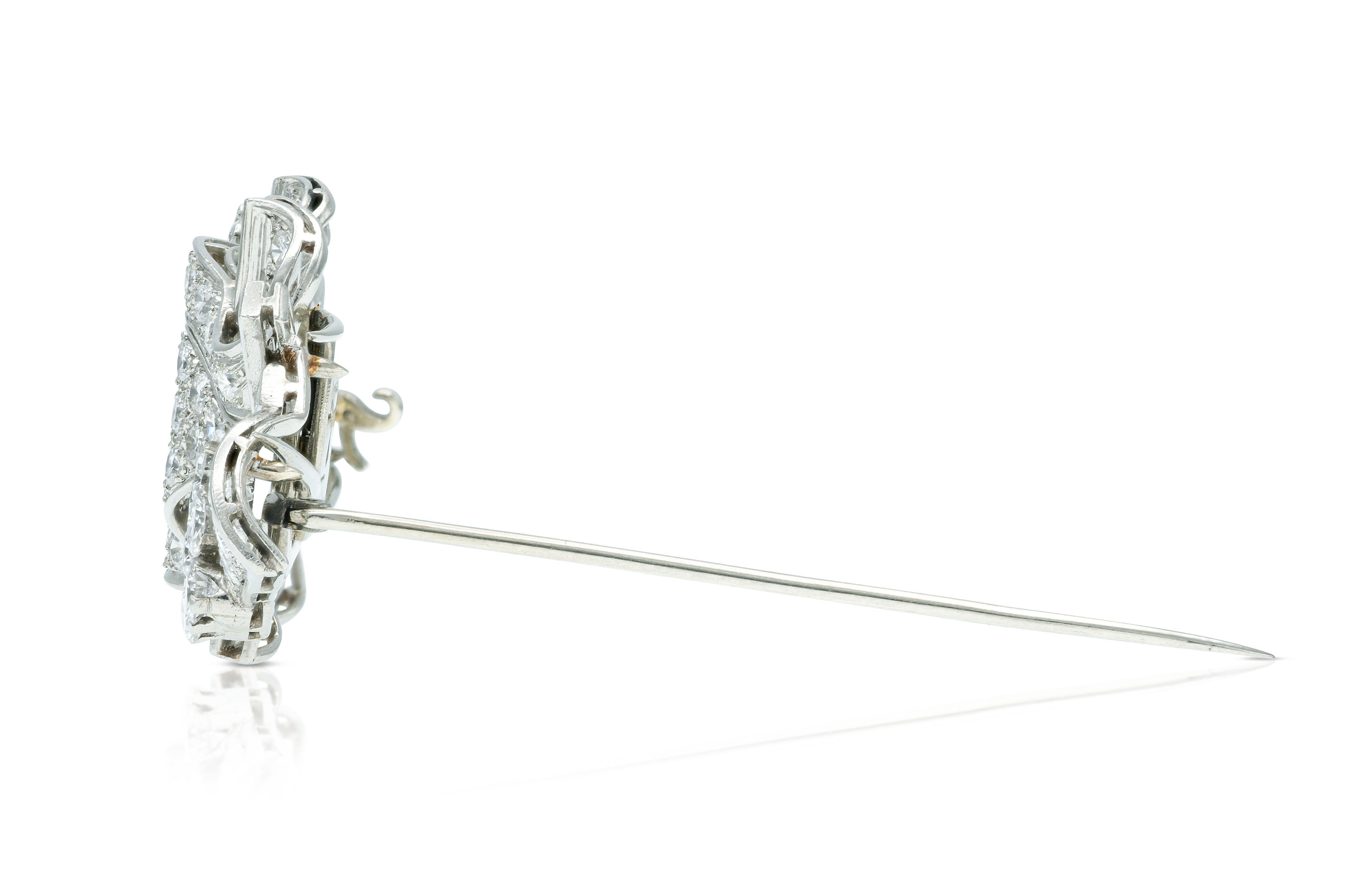 Taille mixte Vintage 1950s 12.00 Carat Diamond Double Clip Brooch en vente
