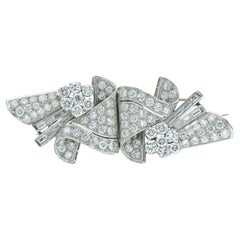 Vintage 1950s 12.00 Carat Diamond Double Clip Brooch