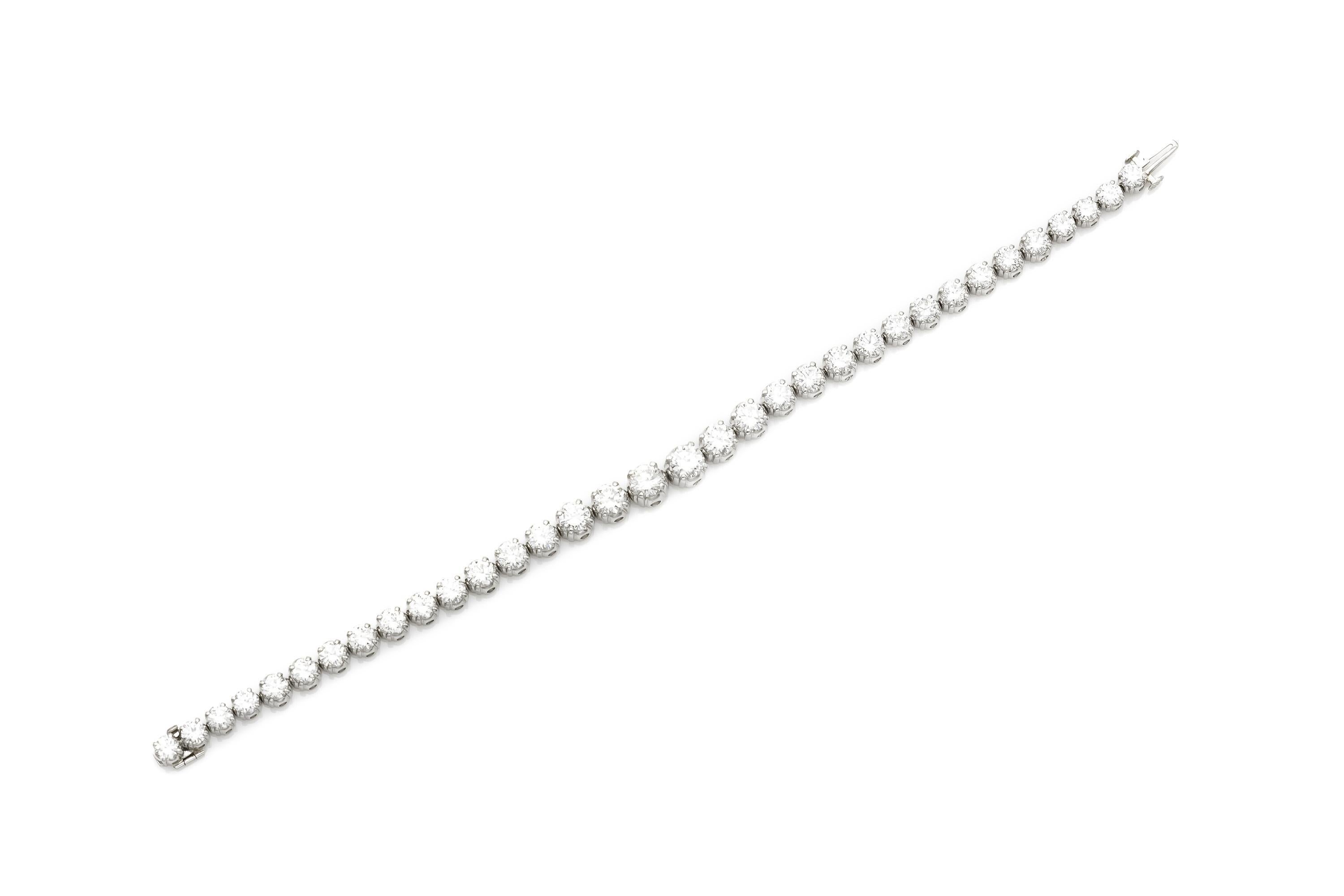 Taglio antico europeo Bracciale da tennis vintage anni '50 da 12,00 carati con diamanti antichi taglio europeo in vendita