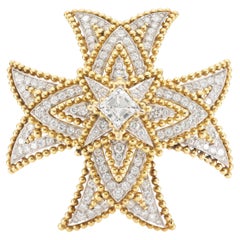 Malteserkreuz-Brosche, Vintage 1950er Jahre, 12,50 Karat Diamant