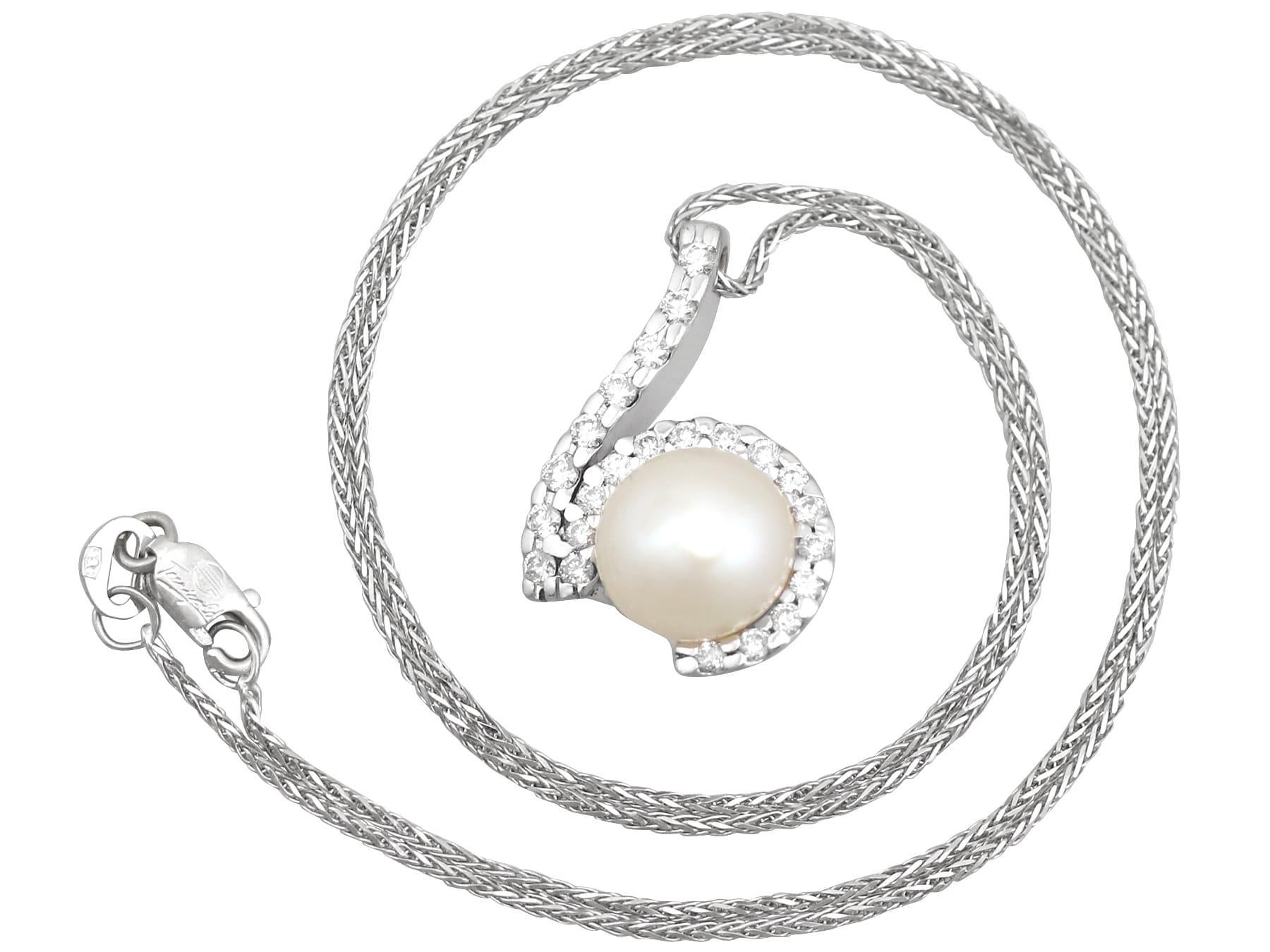 Set aus Ohrring und Halskette, Vintage 1950er Jahre, 1,27 Karat Diamant, Perle, Weißgold Damen im Angebot