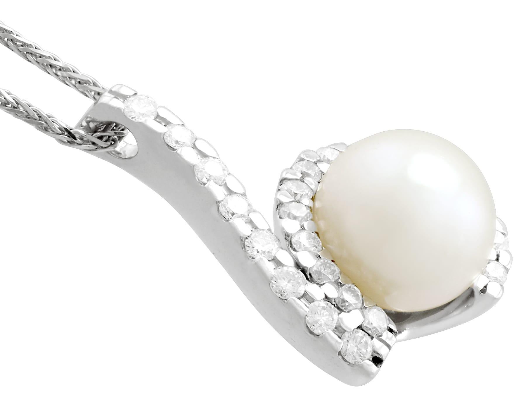 Set aus Ohrring und Halskette, Vintage 1950er Jahre, 1,27 Karat Diamant, Perle, Weißgold im Angebot 1