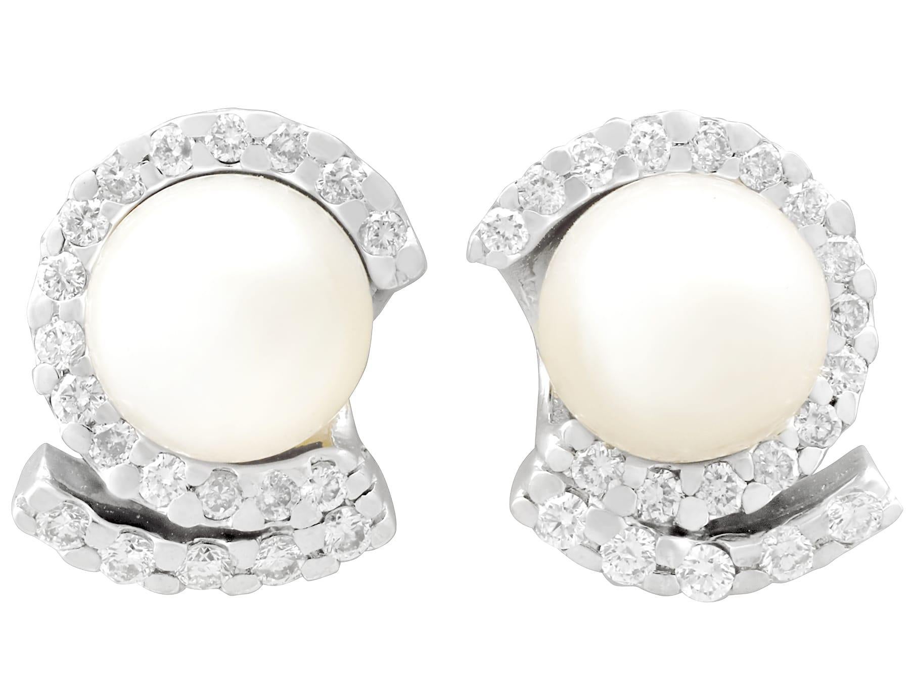 Set aus Ohrring und Halskette, Vintage 1950er Jahre, 1,27 Karat Diamant, Perle, Weißgold im Angebot 3