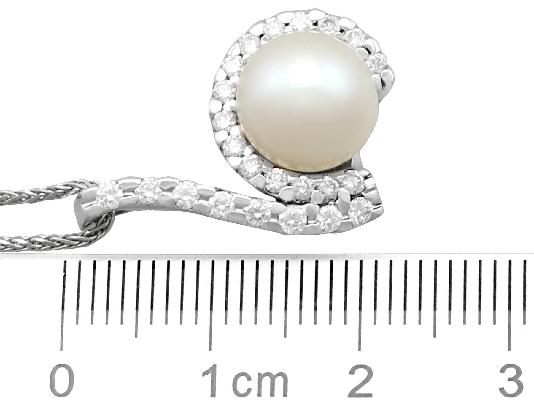 Set aus Ohrring und Halskette, Vintage 1950er Jahre, 1,27 Karat Diamant, Perle, Weißgold im Angebot 5