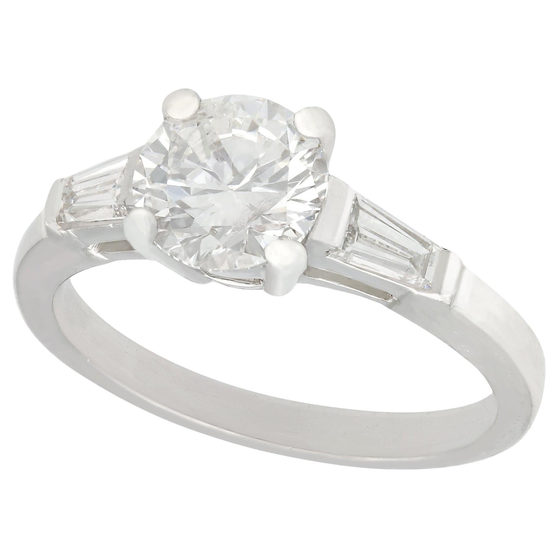 Vintage 1950s 1.32 Carat Diamond and Platinum Solitaire Engagement Ring